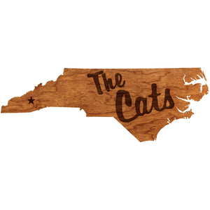 Western Carolina University - Wall Hanging - State Map - "The Cats" Text Logo Wall Hanging Shop LazerEdge 