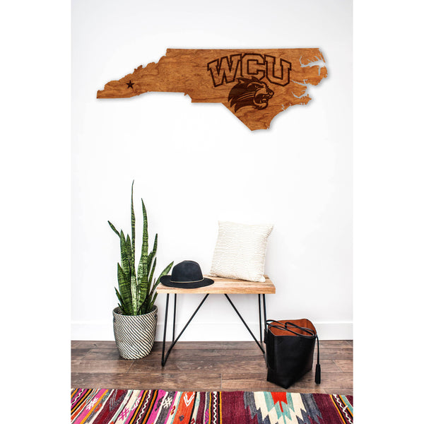 Western Carolina University - Wall Hanging - State Map - WCU on NC Wall Hanging LazerEdge 