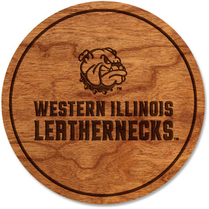 Western Illinois Leathernecks Coaster - Bulldog with "Western Illinois Leathernecks" Coaster LazerEdge Cherry 