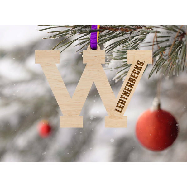 Western Illinois University - Ornament - Block "W" with Leathernecks Ornament Shop LazerEdge 