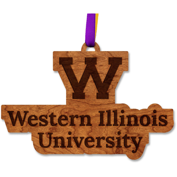 Western Illinois University - Ornament - Block "W" with Western Illinois University Ornament Shop LazerEdge Cherry 