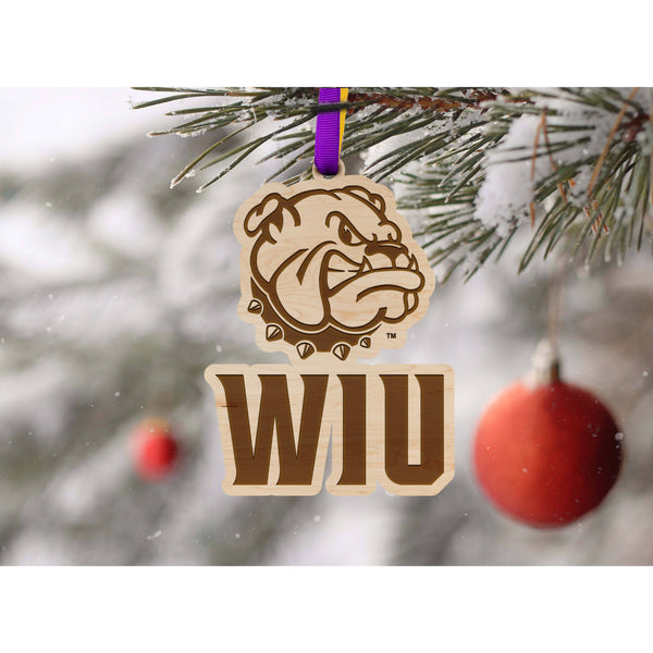 Western Illinois University - Ornament - Bulldog Head with "WIU" Ornament Shop LazerEdge 