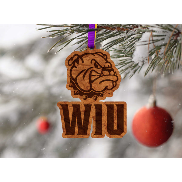 Western Illinois University - Ornament - Bulldog Head with "WIU" Ornament Shop LazerEdge 