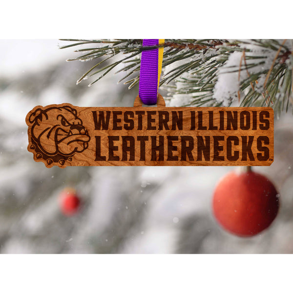 Western Illinois University - Ornament - School Name with Bulldog Cutout Ornament Shop LazerEdge 
