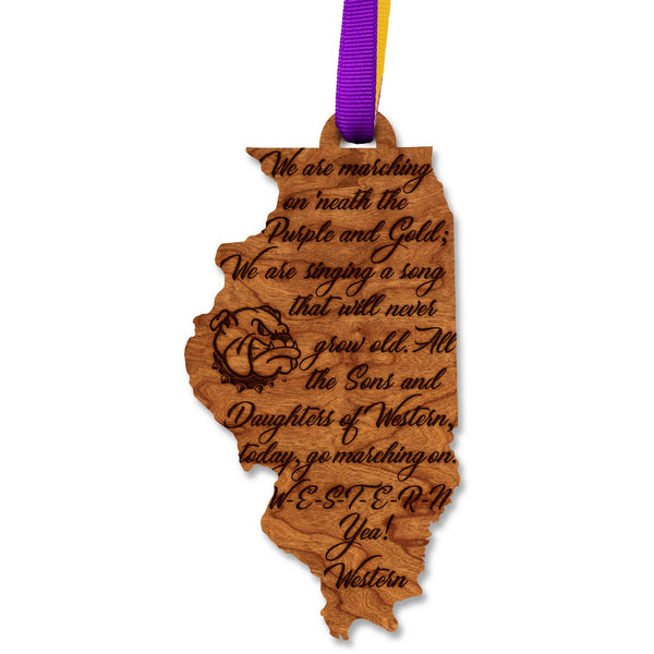 Western Illinois University - Ornament - Western Illinois Fight Song Ornament Shop LazerEdge Cherry 