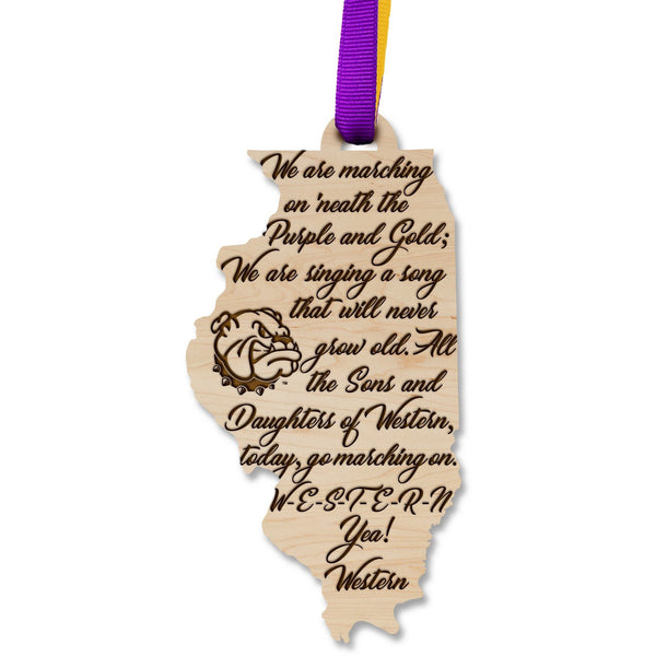 Western Illinois University - Ornament - Western Illinois Fight Song Ornament Shop LazerEdge Maple 