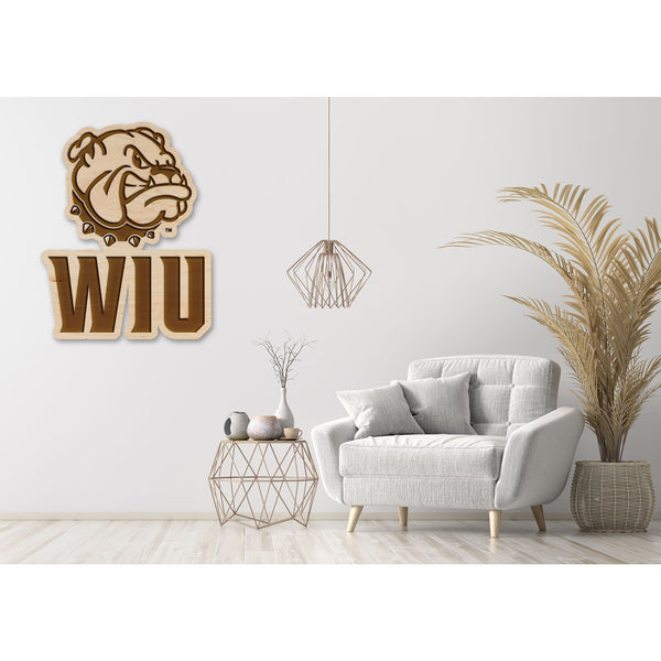 Western Illinois University - Wall Hanging - Bulldog Head with "WIU" Wall Hanging LazerEdge 