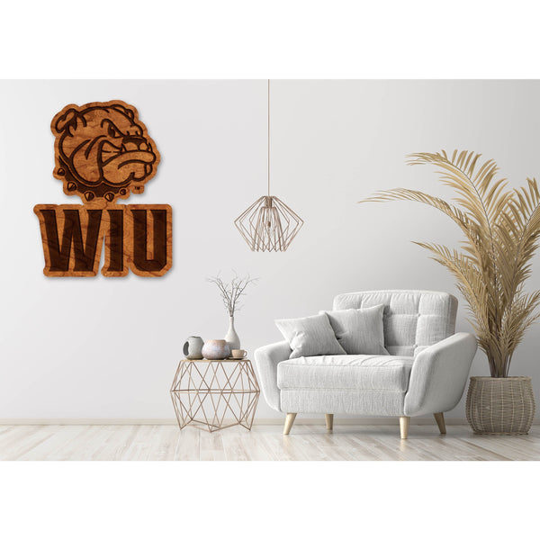 Western Illinois University - Wall Hanging - Bulldog Head with "WIU" Wall Hanging LazerEdge 