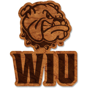 Western Illinois University - Wall Hanging - Bulldog Head with "WIU" Wall Hanging LazerEdge Standard Cherry 