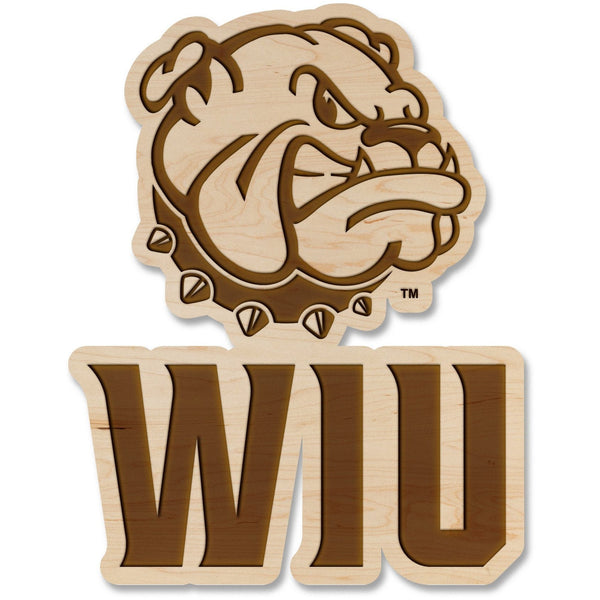Western Illinois University - Wall Hanging - Bulldog Head with "WIU" Wall Hanging LazerEdge Standard Maple 