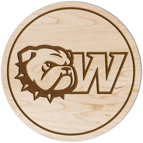 Wingate University Bulldogs Coaster (Multiple Designs Available) Coaster LazerEdge Maple Bulldog and W 