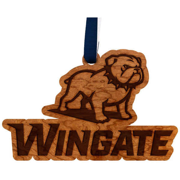 Wingate University Ornament - Crafted from Cherry or Maple Wood Ornament LazerEdge Cherry Wingate Bulldog 