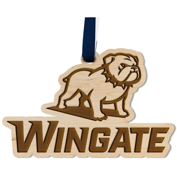 Wingate University Ornament - Crafted from Cherry or Maple Wood Ornament LazerEdge Maple Wingate Bulldog 