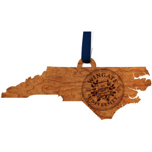 Wingate University Ornament - Crafted from Cherry or Maple Wood Ornament LazerEdge Cherry Seal on State 