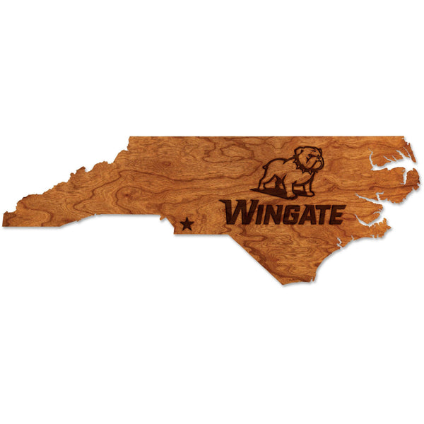 Wingate University - Wall Hanging - Multiple Designs Available Wall Hanging LazerEdge Standard Cherry Wingate Bulldog on State