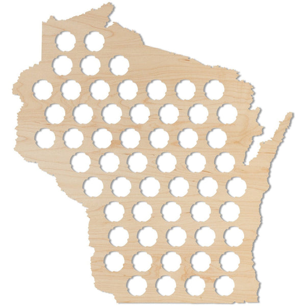 Wisconsin Bottle Cap Map Wall Hanging Shop LazerEdge Maple 