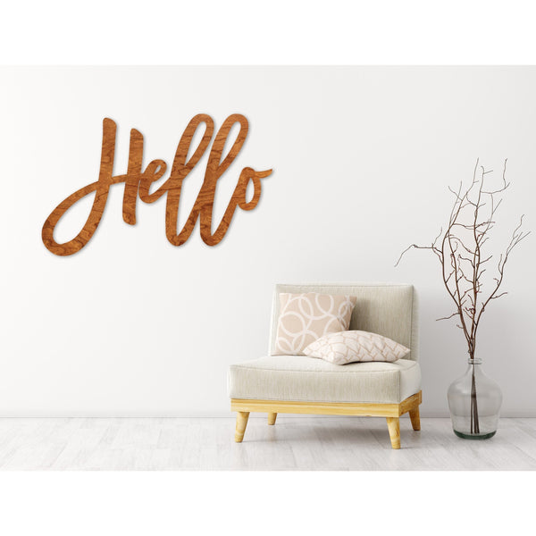 Words Wall Hanging (All Words Available) Wall Hanging Shop LazerEdge Cherry Standard Hello