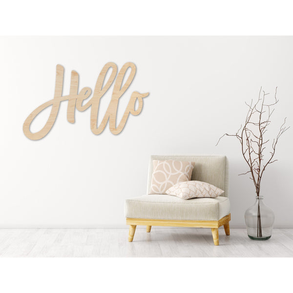 Words Wall Hanging (All Words Available) Wall Hanging Shop LazerEdge Maple Standard Hello