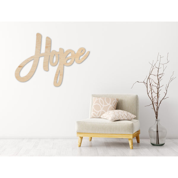 Words Wall Hanging (All Words Available) Wall Hanging Shop LazerEdge Maple Standard Hope