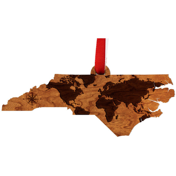 World Map North Carolina Ornament Ornament LazerEdge Cherry 