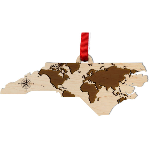 World Map North Carolina Ornament Ornament LazerEdge Maple 