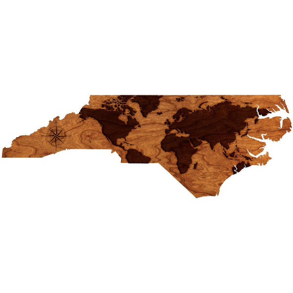 World Map North Carolina Wall Hanging Wall Hanging LazerEdge Standard 