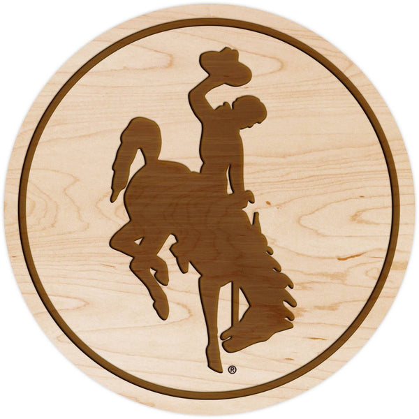 Wyoming Cowboys Coaster Bucking Horse Only Coaster LazerEdge Maple 