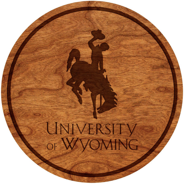 Wyoming Cowboys Coaster Wyoming with Bucking Horse Coaster LazerEdge Cherry 