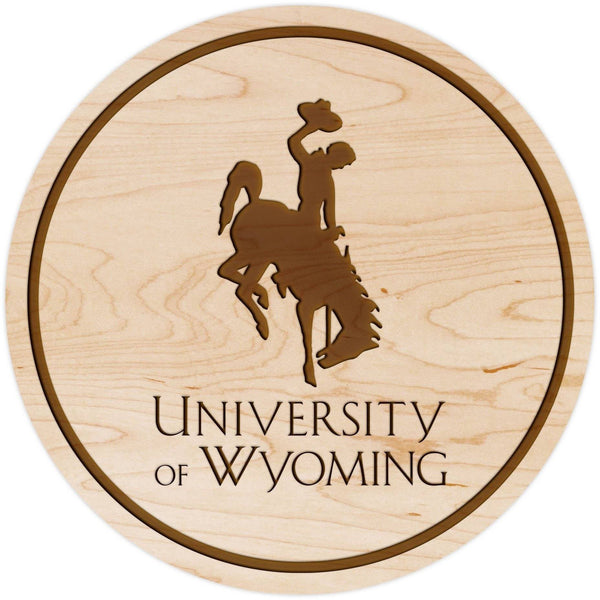 Wyoming Cowboys Coaster Wyoming with Bucking Horse Coaster LazerEdge Maple 