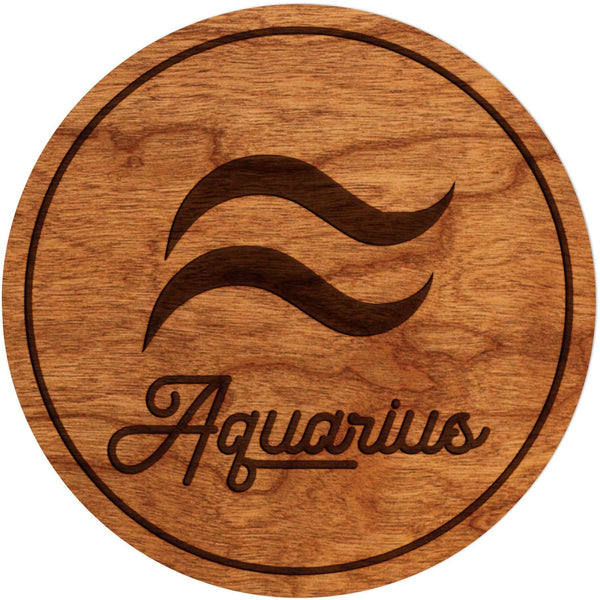 Zodiac Coaster - Aquarius Coaster Shop LazerEdge Cherry Symbol 