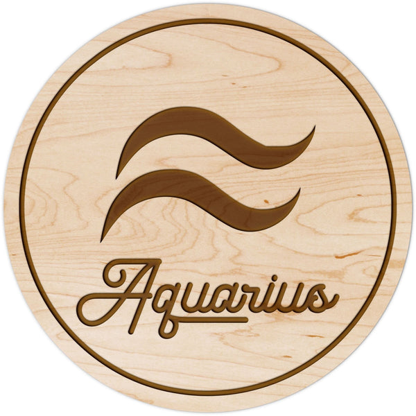 Zodiac Coaster - Aquarius Coaster Shop LazerEdge Maple Symbol 