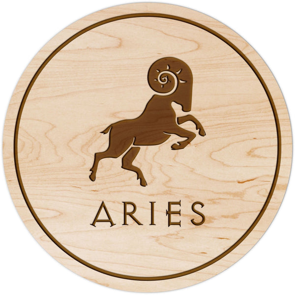 Zodiac Coaster - Aries Coaster Shop LazerEdge Maple Picture 