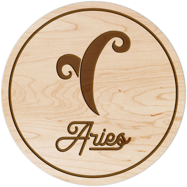 Zodiac Coaster - Aries Coaster Shop LazerEdge Maple Symbol 