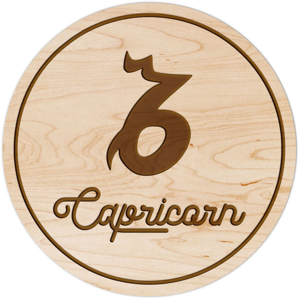 Zodiac Coaster - Capricorn Coaster Shop LazerEdge Maple Symbol 