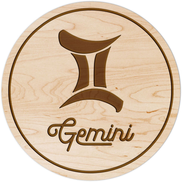 Zodiac Coaster - Gemini Coaster Shop LazerEdge Maple Symbol 