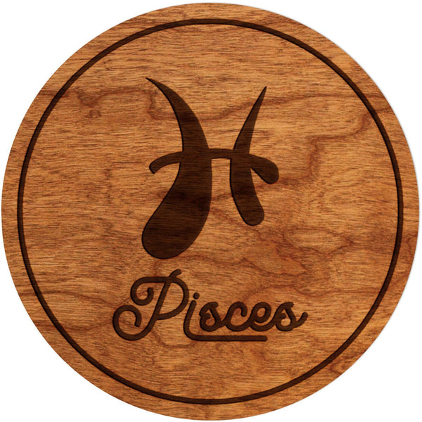 Zodiac Coaster - Pisces Coaster Shop LazerEdge Cherry Symbol 