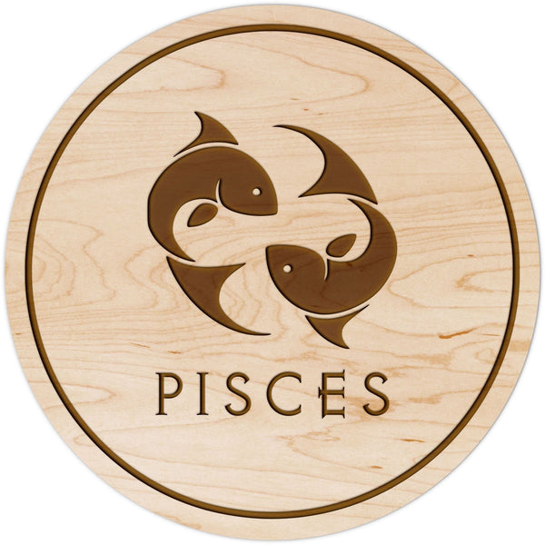 Zodiac Coaster - Pisces Coaster Shop LazerEdge Maple Picture 