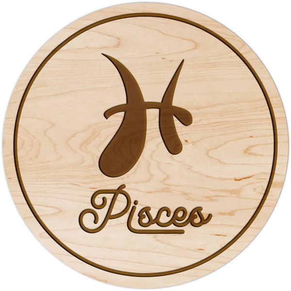 Zodiac Coaster - Pisces Coaster Shop LazerEdge Maple Symbol 