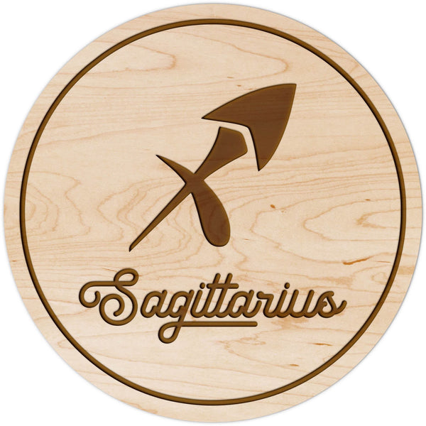 Zodiac Coaster - Sagittarius Coaster Shop LazerEdge Maple Symbol 