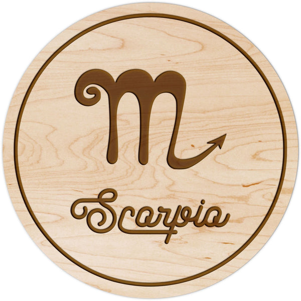 Zodiac Coaster - Scorpio Coaster Shop LazerEdge Maple Symbol 