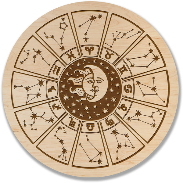 Zodiac Coaster - Zodiac Wheel Coaster Shop LazerEdge Maple 