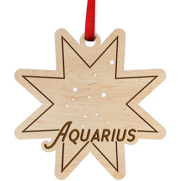Zodiac Ornament - Aquarius Ornament LazerEdge Maple 