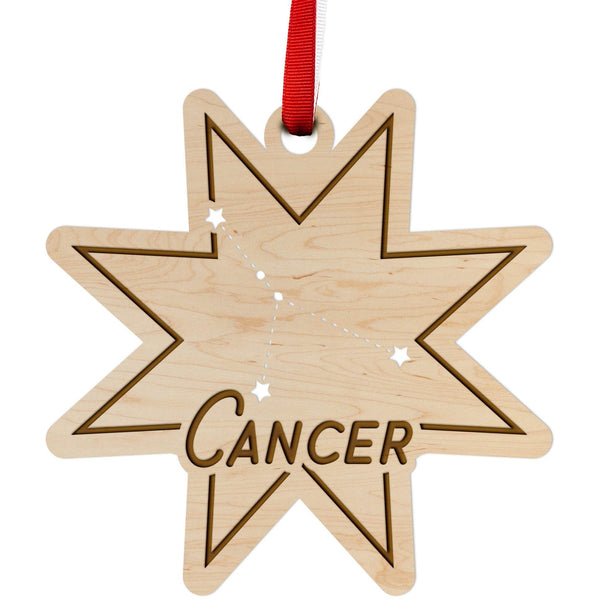 Zodiac Ornament - Cancer Ornament LazerEdge Maple 