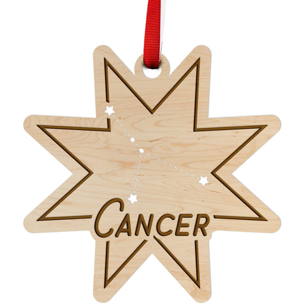 Zodiac Ornament - Cancer Ornament LazerEdge Maple 