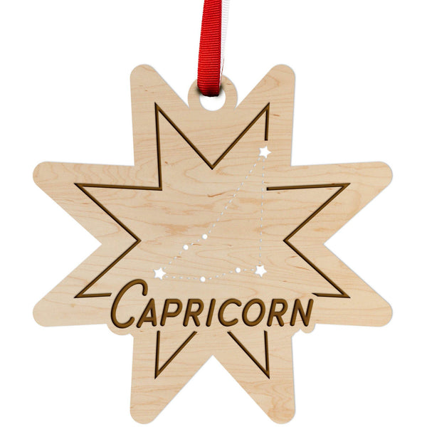 Zodiac Ornament - Capricorn Ornament LazerEdge Maple 