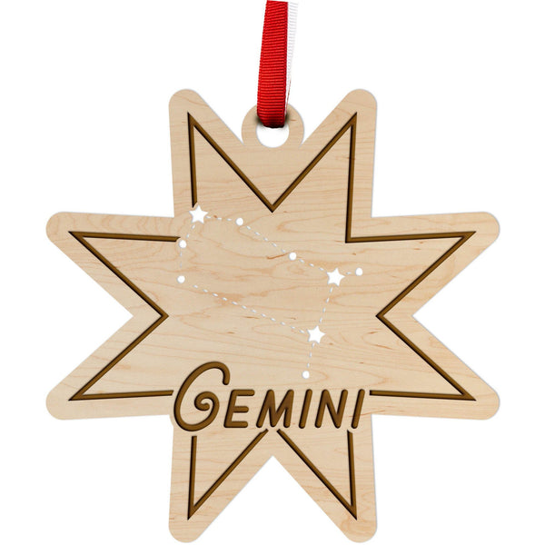 Zodiac Ornament - Gemini Ornament LazerEdge Maple 